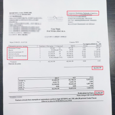 DOCUMENT Salrom, petrecere de peste 12.000 de euro din bugetul statului în timp ce autoritățile căutau soluții pentru dezastrul de la Salina Praid / Ministrul Economiei anunță că a declanșat demiterea conducerii