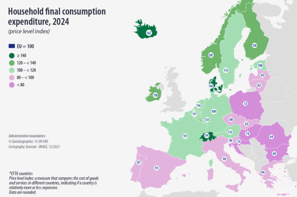 Costul vieții: Care sunt cele mai ieftine și cele mai scumpe țări din Europa? / Bulgaria și România, cele mai ieftine din UE