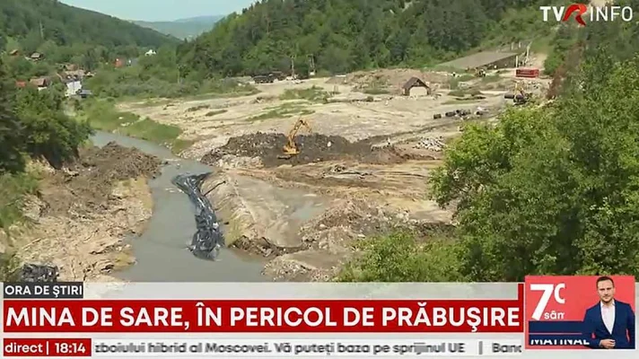 Lac artificial cu apă sărată scoasă din mină, soluție pentru Salina Praid. Localitatea este acum pustie fără turiștii de altădată