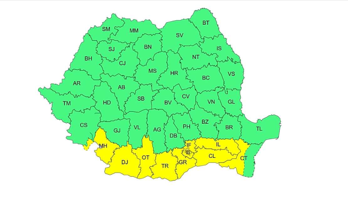 Meteo ANM: Cod galben de caniculă în sudul ţării, duminică şi luni