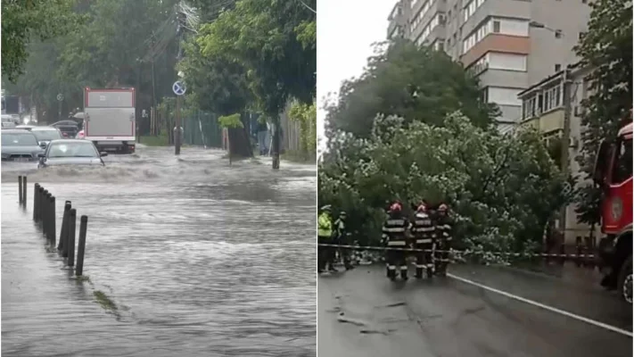 FOTO / VIDEO Ploile abundente au paralizat Bucureștiul. Străzi inundate, blocaj în zona liniei de centură și linii STB deviate