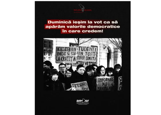 Alianța Națională a Organizațiilor Studențești și alte asociații cheamă tinerii la vot, cu mesaje pro-europene, pro-democrație și drepturile omului/