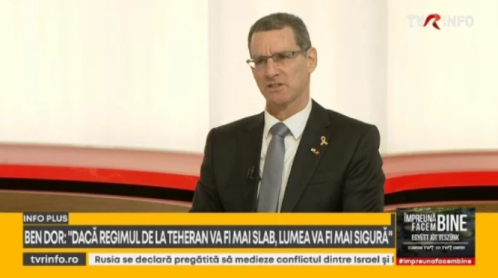 EXCLUSIV la TVR Info | Ambasadorul Israelului: Dacă regimul iranian va fi mai slab, noi toți vom fi mai liniștiți