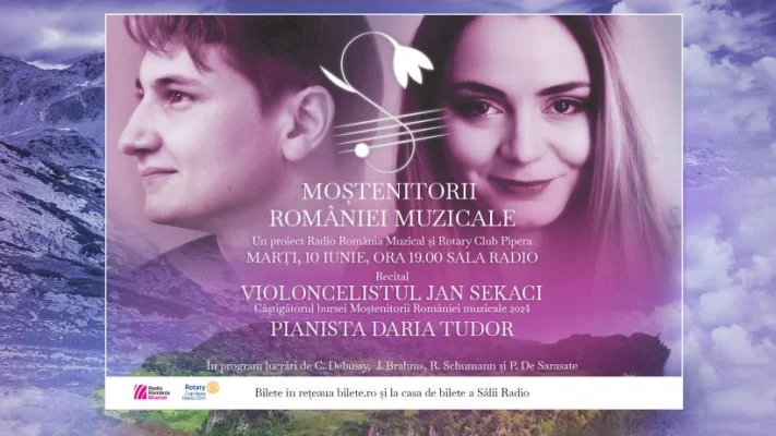 „Moștenitorii României muzicale”: recital-eveniment susținut de violoncelistul Jan Sekaci și pianista Daria Tudor
