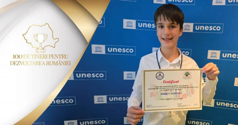 Dragoș Dobocan – singurul copil român cu expoziții la UNESCO Paris, Dubai și Praga, înscris în campania „100 de tineri pentru Dezvoltarea României” a Fundației Dan Voiculescu pentru Dezvoltarea României