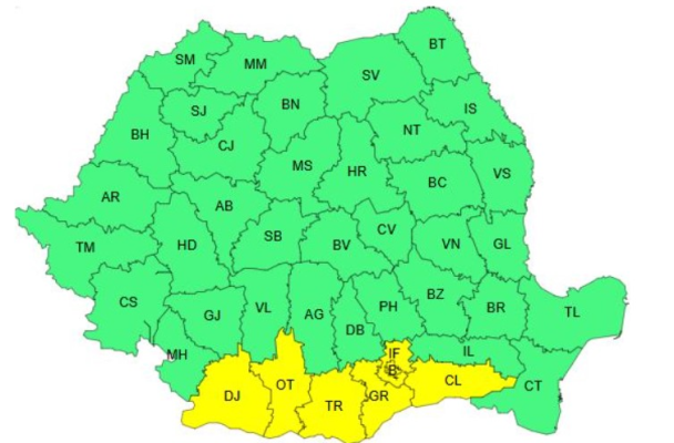 Cod galben de caniculă și disconfort termic în șase județe și București, duminică
