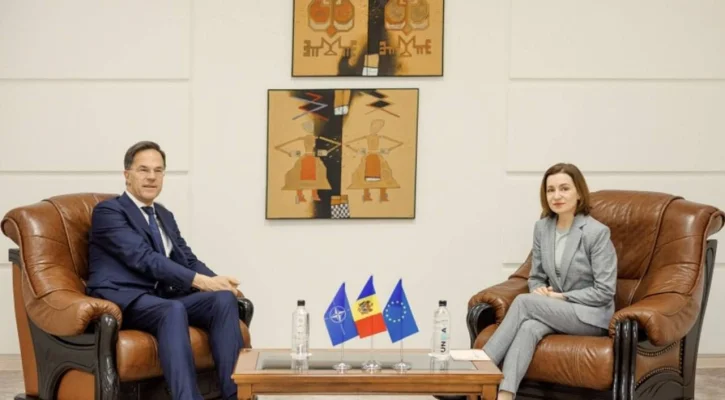Maia Sandu discuții cu Mark Rutte, aflat în tranzit la Chișinău