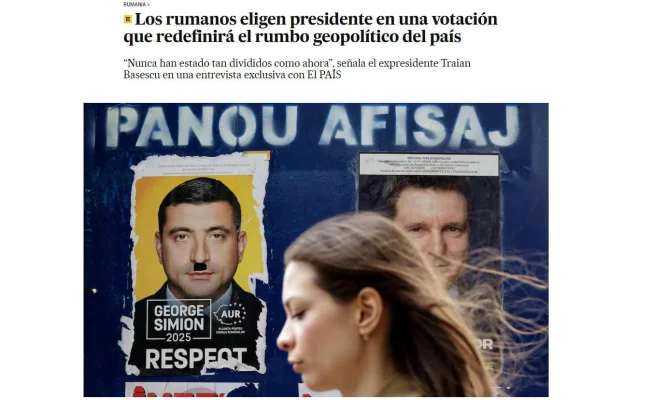 Cum ilustrează jurnaliștii spanioli de la El Pais articolul LIVE despre alegerile prezidențiale din România: ”O alegere crucială”