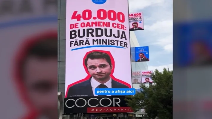 Mai multe bannere publicitare împotriva ministrului Burduja rulează în centrul Capitalei. Petiție cu zeci de mii de semnături care îl vizează