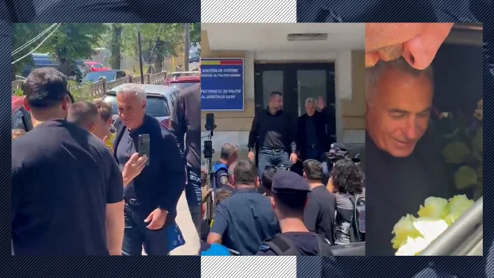 Aproape 50 de susținători au așteptat la sediul poliției din Ilfov scandând: „Călin Georgescu, te iubim!”