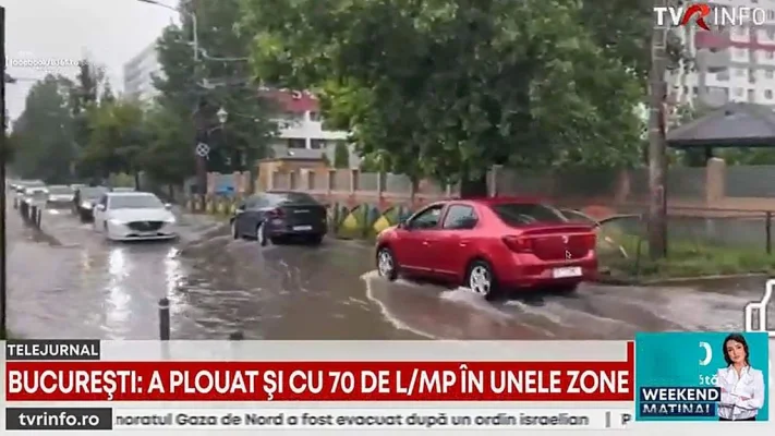 Ploi torențiale în București: bulevarde și străzi pline de apă
