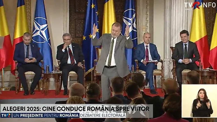 Moment inedit la dezbaterea TVR: Candidatul John Banu-Muscel și-a adresat lui însuși o intrebare