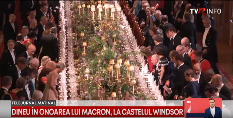 Dineu grandios oferit de regele Charles la Castelul Windsor, în onoarea președintelui Franței, Emmanuel Macron