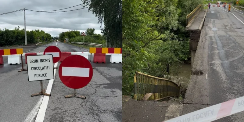 Un pod metalic adus din Polonia va înlocui temporar podul prăbuşit de pe drumul de centură al municipiului Baia Mare / Acum, majoritatea transportatorilor de marfă sunt obligaţi să intre în oraş