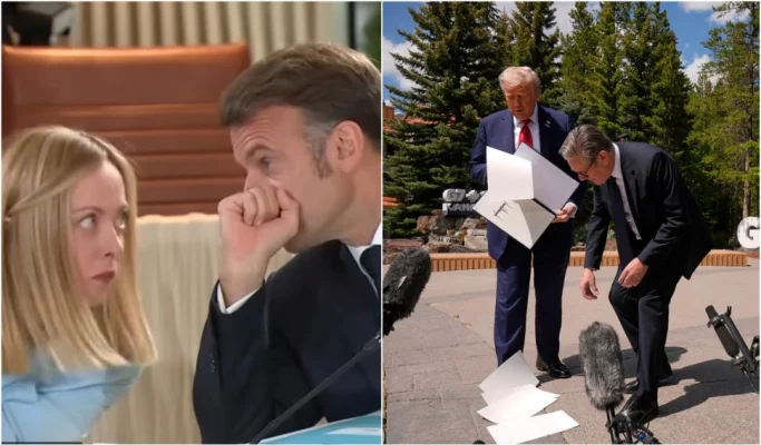 Momente virale la summitul G7 cu Giorgia Meloni și Emmanuel Macron/Trump a scăpat acordul comercial cu Marea Britanie