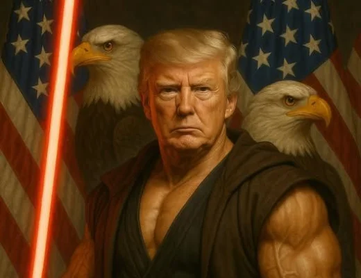 Donald Trump are un frate geamăn chinez și îl „împușcă” pe Zelenski cu un pistol cu apă / O operă cantoneză îl ridiculizează pe președintele american