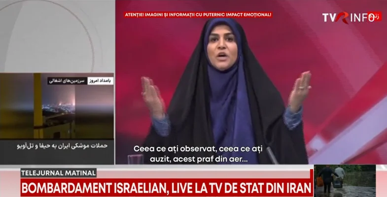 Imagini din timpul atacului israelian asupra televiziunii iraniene de stat