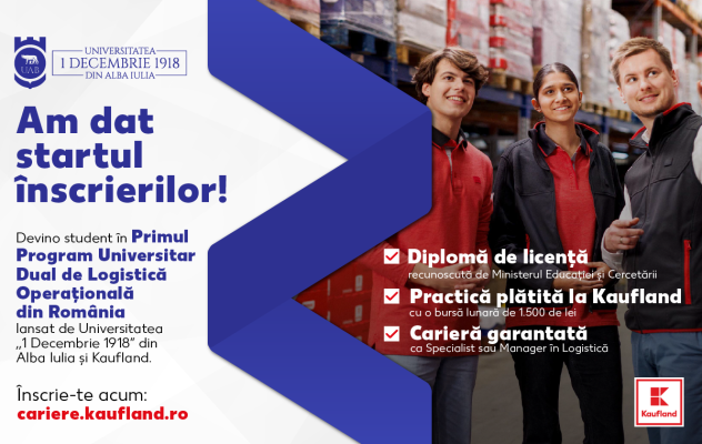 Kaufland România lansează, în premieră națională, programul de Studiu Dual Universitar în Logistica Operațională, în parteneriat cu Universitatea „1 Decembrie 1918” din Alba Iulia