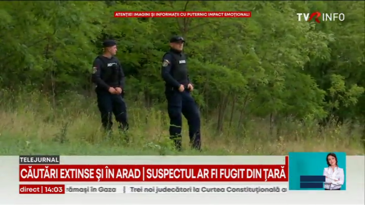 Suspectul crimei din Mureș, căutat pentru a şasea zi consecutiv. Căutări extinse și în Arad. Bărbatul ar fi fugit din țară