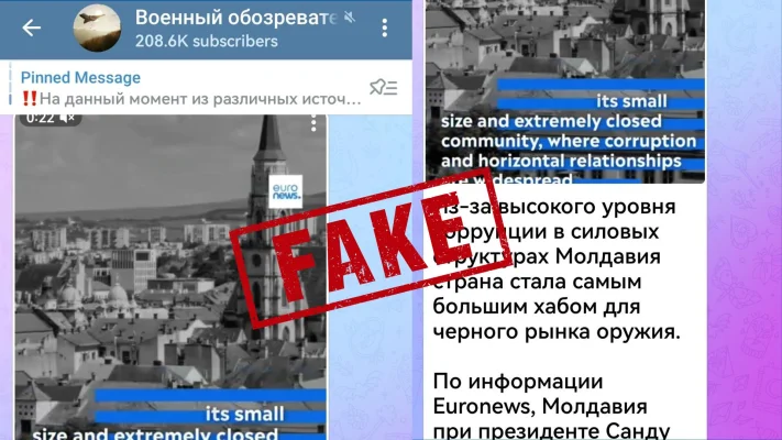 Încă un material video fake cu sigla Euronews, despre presupusa amenințare reprezentată de Moldova pentru UE, răspândit în mediul online