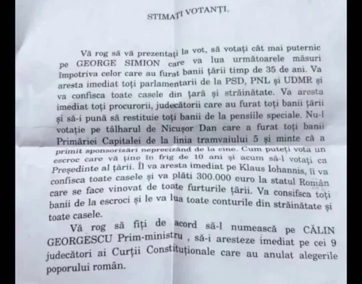 BEJ Sibiu a sesizat Poliţia după ce scrisori anonime au fost distribuite în cutiile poştale. Conţinutul instigator şi reacţia AUR