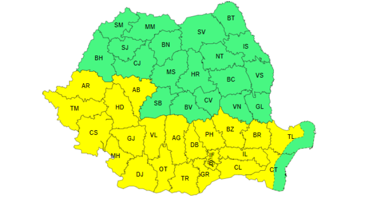 METEO. Cod galben de caniculă în jumătate din țară