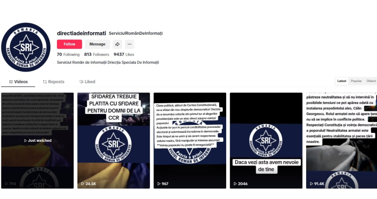 SRI avertizează: Pe TikTok au fost identificate conturi ce folosesc nume şi sigle asemănătoare cu cele ale instituţiei