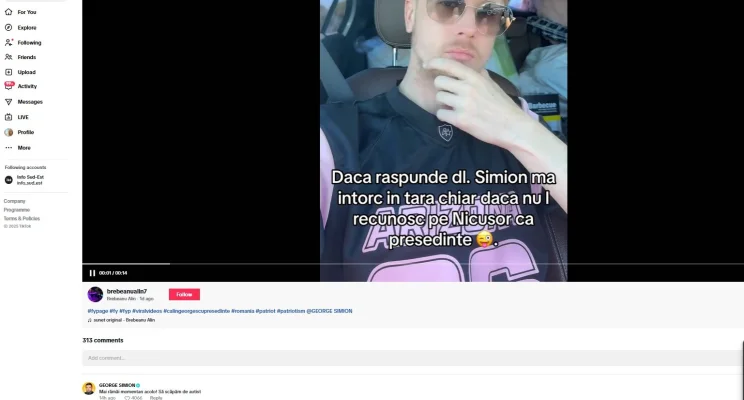 George Simion îl face din nou ”autist” pe Nicușor Dan, într-un comentariu pe TikTok / Candidatul extremist la prezidențiale l-a mai numit astfel pe Dan în campania electorală, apoi și-a cerut scuze ironic, la presiunea publică