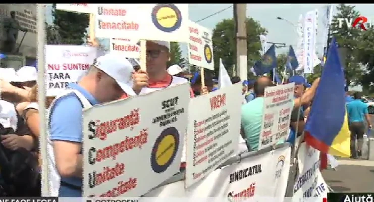 Sindicaliștii protestează la Palatul  Cotroceni, față de măsurile fiscale preconizate