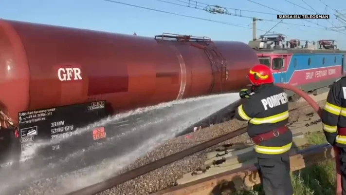 Tren încărcat cu benzină, deraiat în Teleorman. Agenția de investigare feroviară română: Nu există niciun fel de pericol
