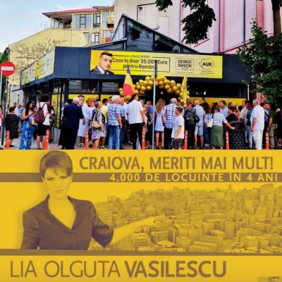 „Marketingul” politic al lui Simion, cu case de 35.000 de euro, patentat de Olguța Vasilescu. Legătura dintre constructorii din Craiova și familia Olguței