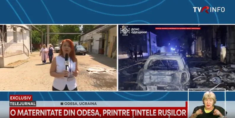 Viața continuă după bombardamente. Echipa TVR a filmat în maternitatea lovită de dronele rusești la Odesa. La nici 12 ore de la atac în curtea unității medicale s-a desfășurat un eveniment festiv