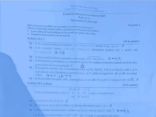Subiectele la Matematică și Istorie pe care le-au avut de rezolvat miercuri absolvenții de liceu la examenul de Bacalaureat 2025
