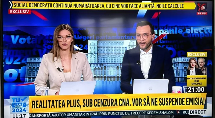 Realitatea Plus, amendă de 40.000 de lei de la CNA din cauza încălcării prevederilor referitoare la asigurarea imparţialităţii