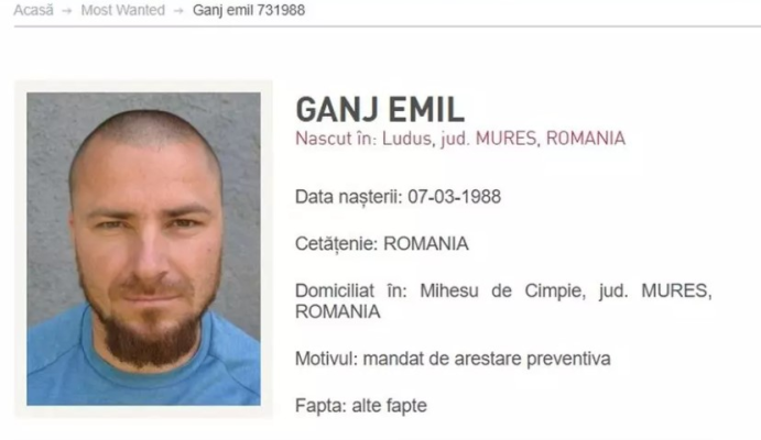 Poliţia oferă 5 000 de euro recompensă pentru informații privind fugarul din Mureș. Tânără reținută după ce a creat un cont de socializare fals cu fotografia suspectului