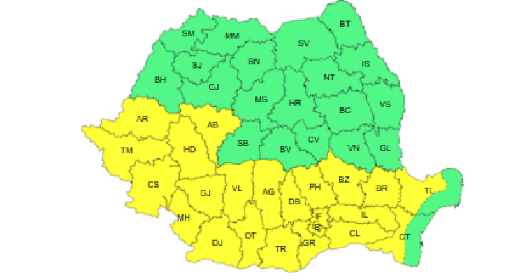 Cod galben de caniculă în patru județe, miercuri; temperaturi ridicate în 22 de județe și în București, joi