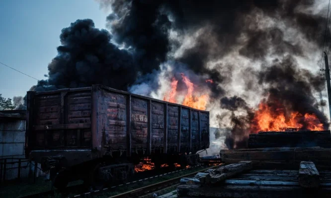Tren militar rus deraiat după distrugerea căii ferate lângă Melitopol de către ucraineni