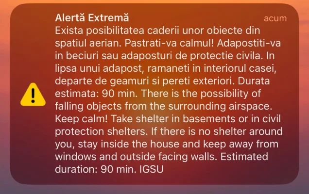 Alertă IGSU de drone în Tulcea / Canalele de Telegram ucrainene au indicat drone Shahed spre Izmail și Vâlcov / Atacul vine după discursul președintelui Nicușor Dan la Odesa